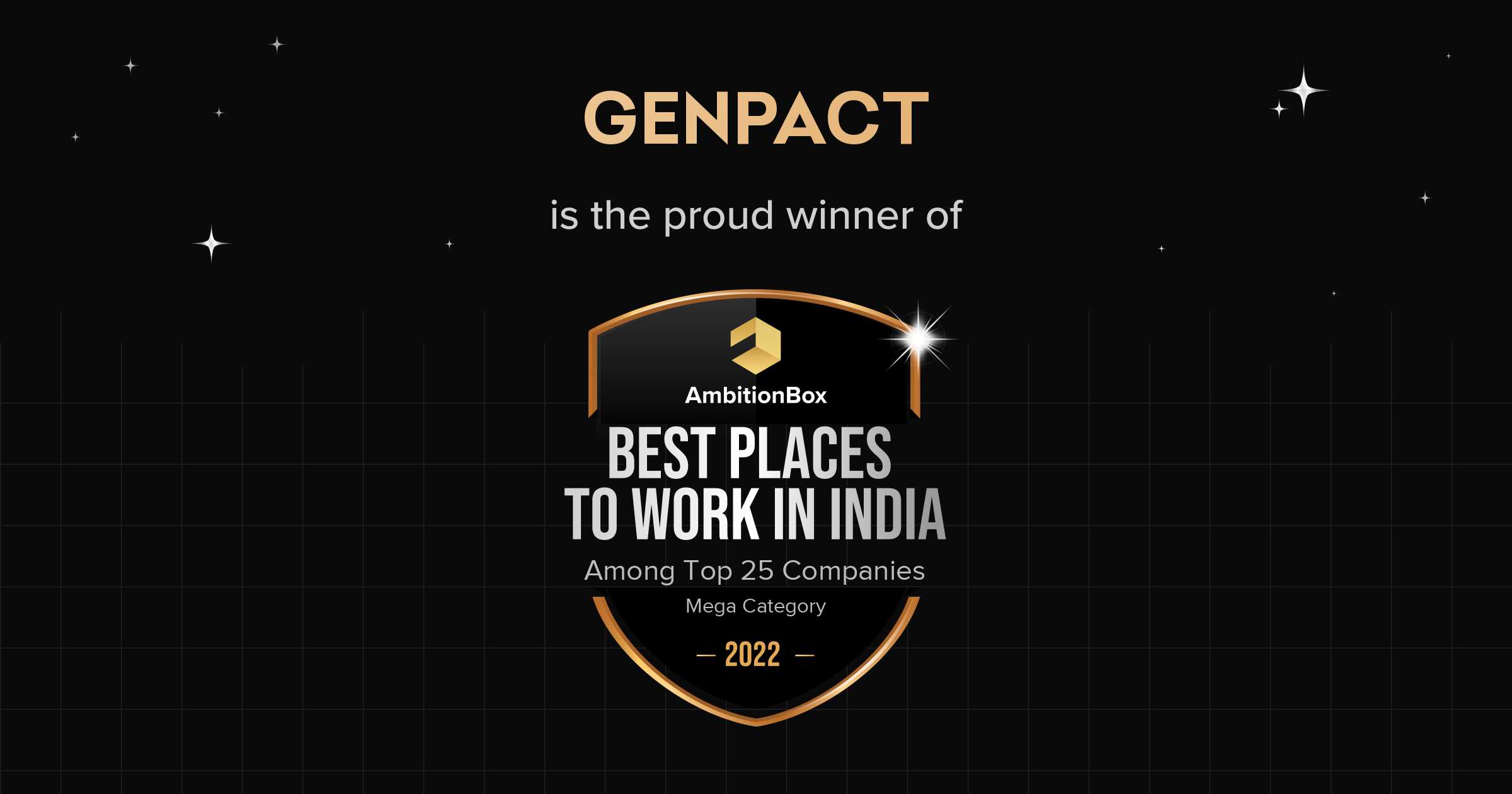 Genpact has won the AmbitionBox Best Places to Work in India Award 2022!