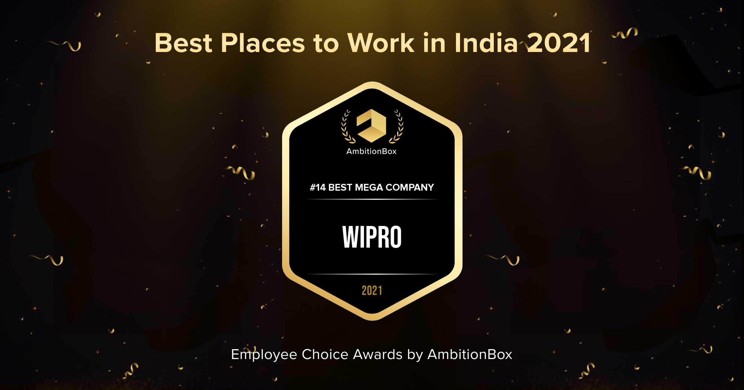 Wipro - 14th Best Mega Company to Work in India 2021 by AmbitionBox
