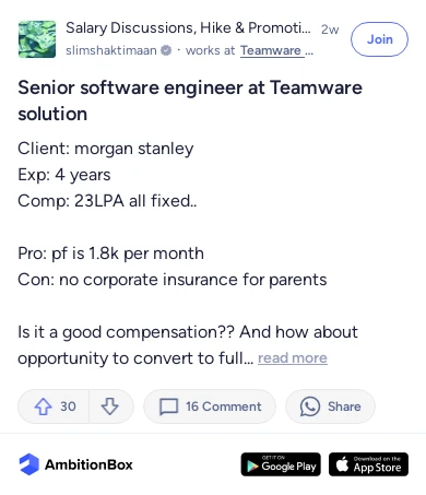 Senior software engineer at Teamware solution | AmbitionBox