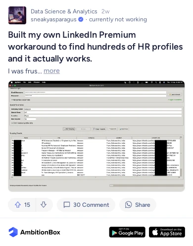 Built my own LinkedIn Premium workaround to find h | AmbitionBox