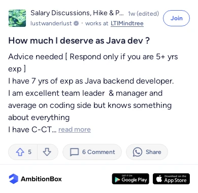 How much I deserve as Java dev ? | AmbitionBox